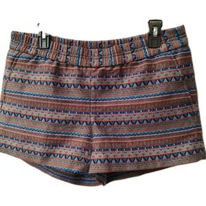 J. Crew Tapestry Knit Shorty Shorts Women Sz 8 Aztec Boho Jacquard Aztec Pull On